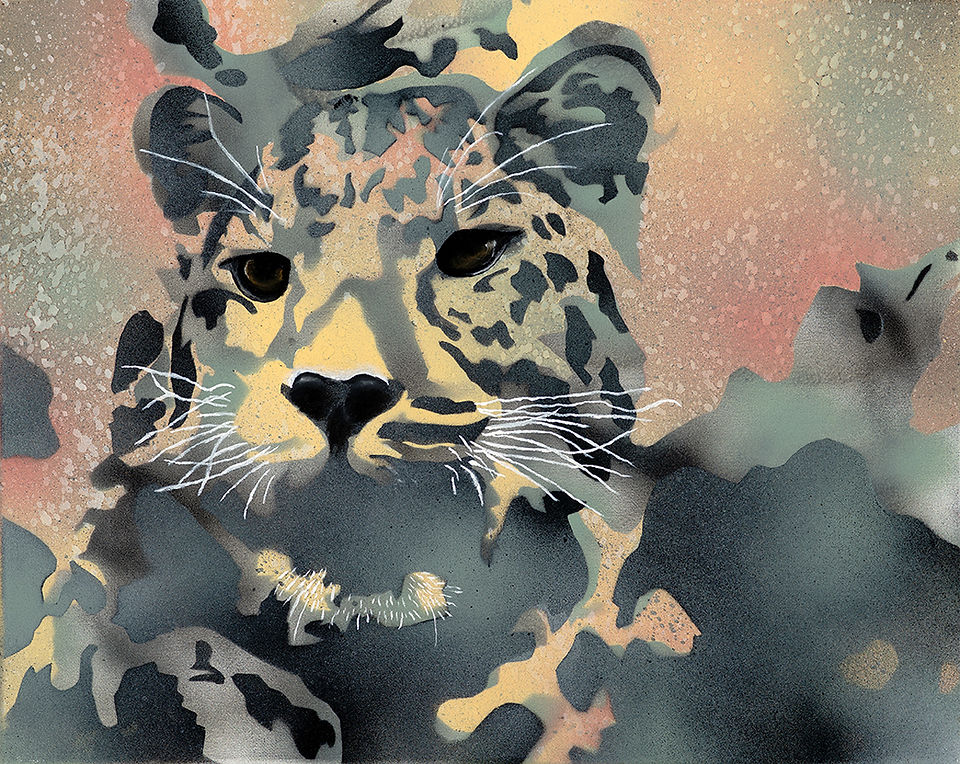Me-Mow, painting of a wild cat by Eric Reou