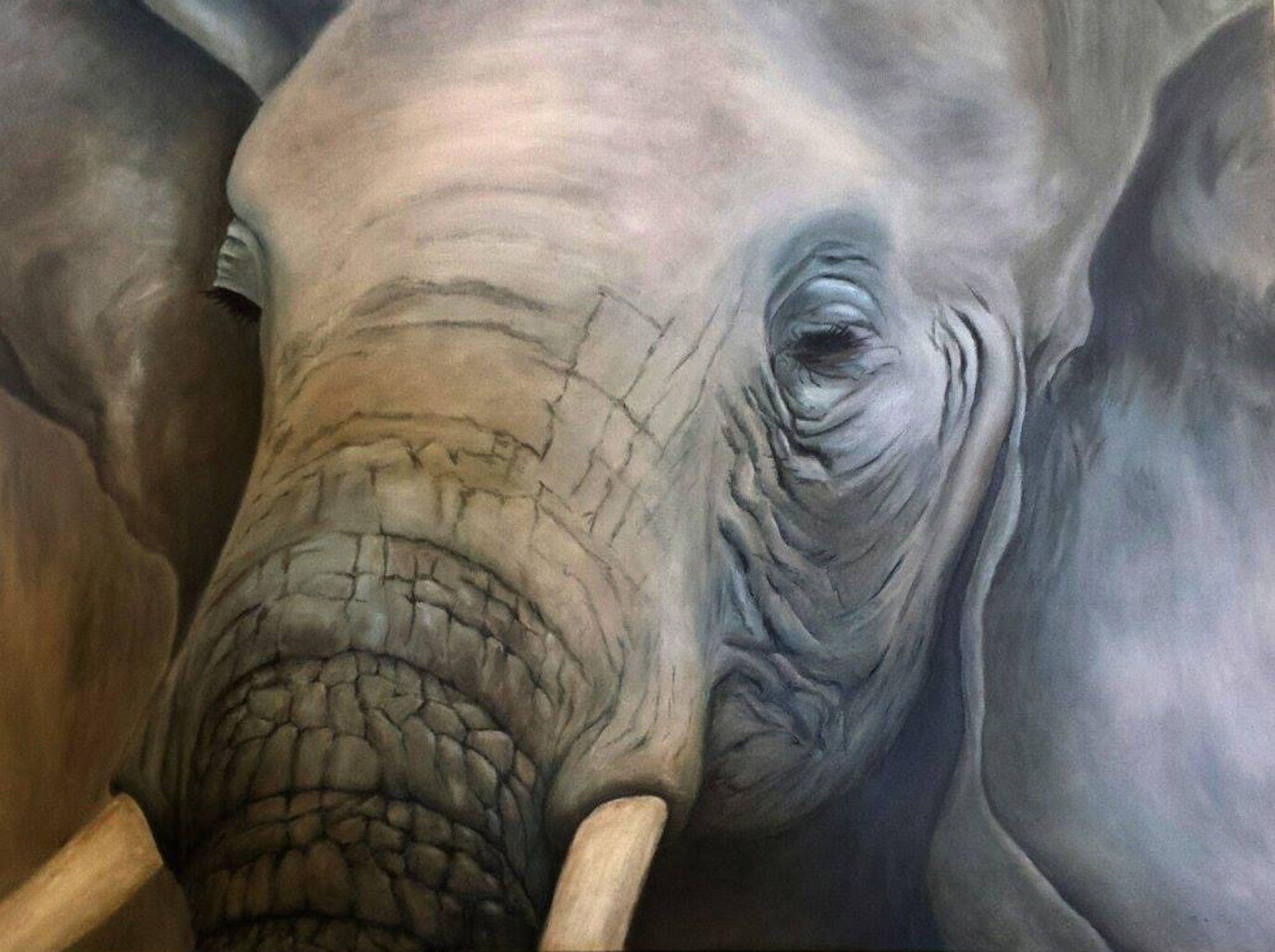 African Elephant, dreamy painting by Vicki Richtman