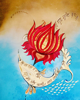 Jasmeet Kaur, elegant and abstract mid-east style fish painting