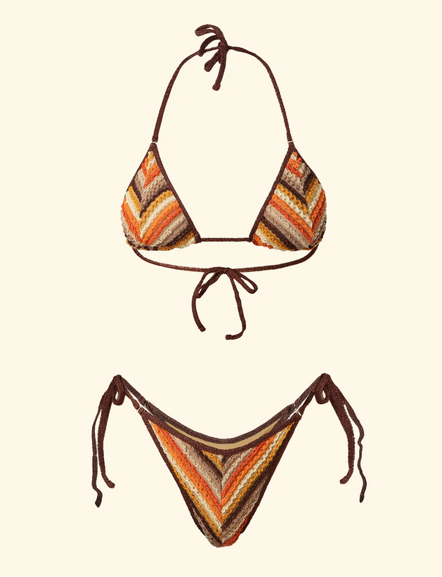 F**K - Costume Triangolo + Brasiliano Zigzag Rilievo - Arancione/Marrone
