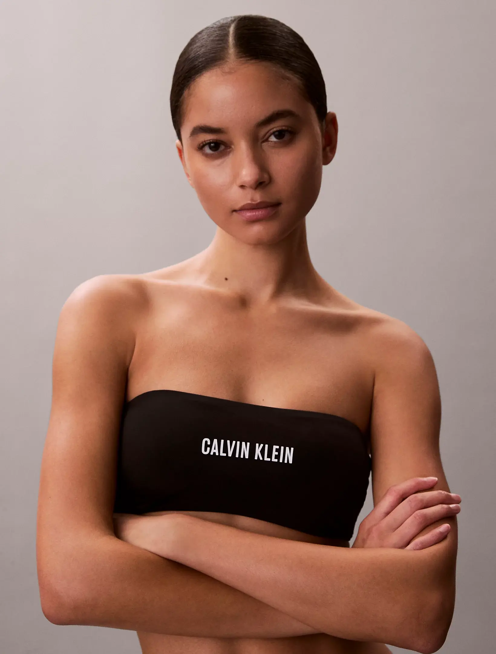 Calvin Klein - Costume Fascia Intense Power Imbottita Scritta Gommata - Nero