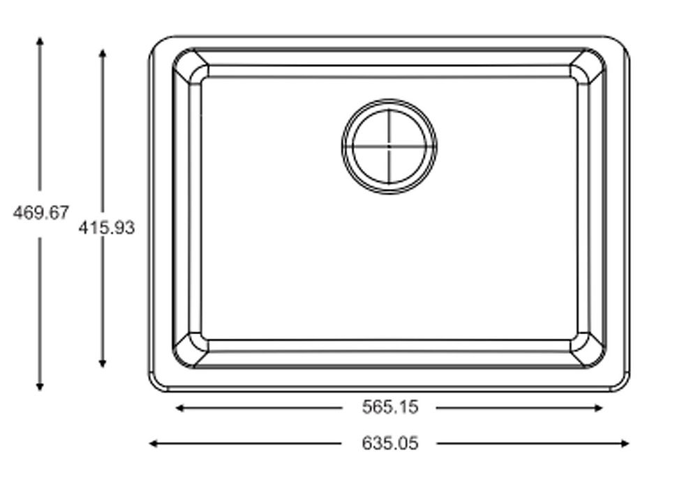 Thumbnail: Granite Quartz Stone-Single Bowl Kitchen Undermount Sink- WHITE (635x470mm)