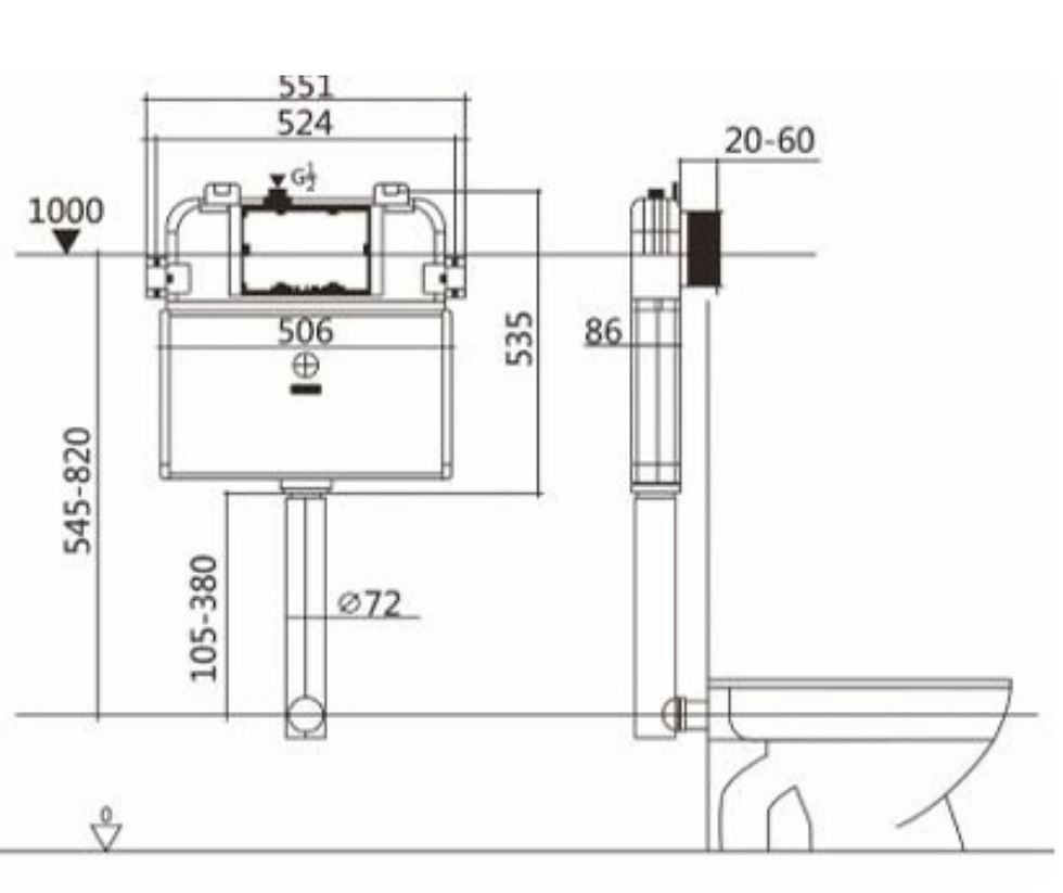 Thumbnail: Kent- In Wall Cistern & Rimless Wall Faced Pan with Brushed Gold Push Button