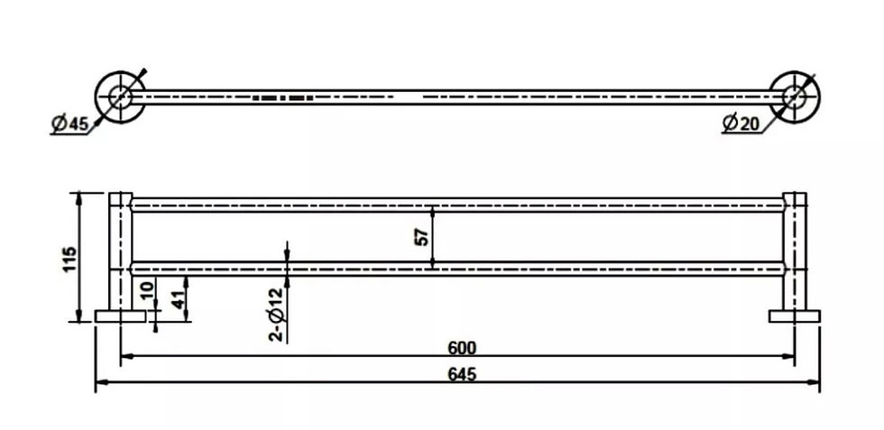 Thumbnail: Mirage Range- PVD Double Towel Rail 600mm