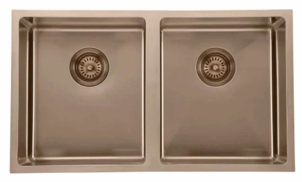 New- Double Bowl PVD Copper Sink 760x440x200mm