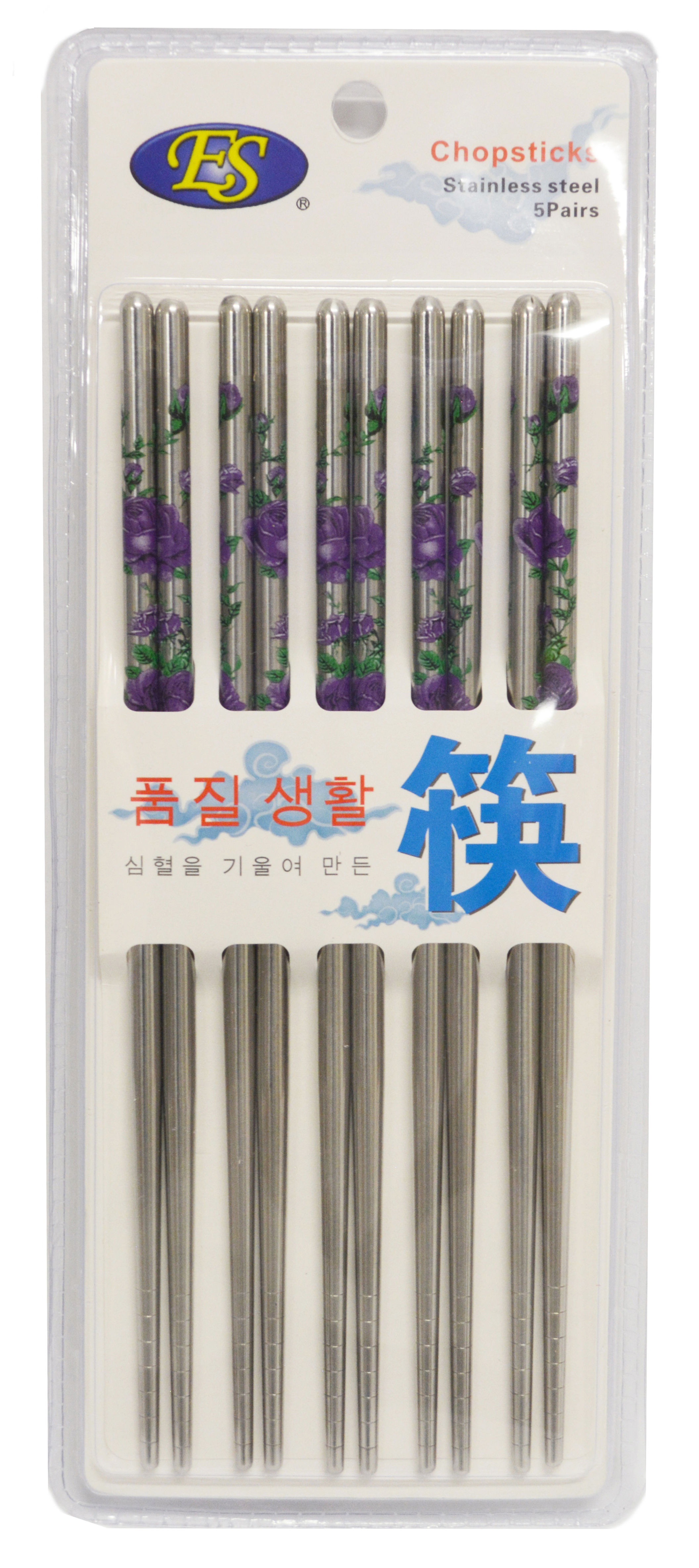【ES】STAINLESS STEEL CHOPSTICKS, 5 PAIRS/PACK 不鏽鋼筷子