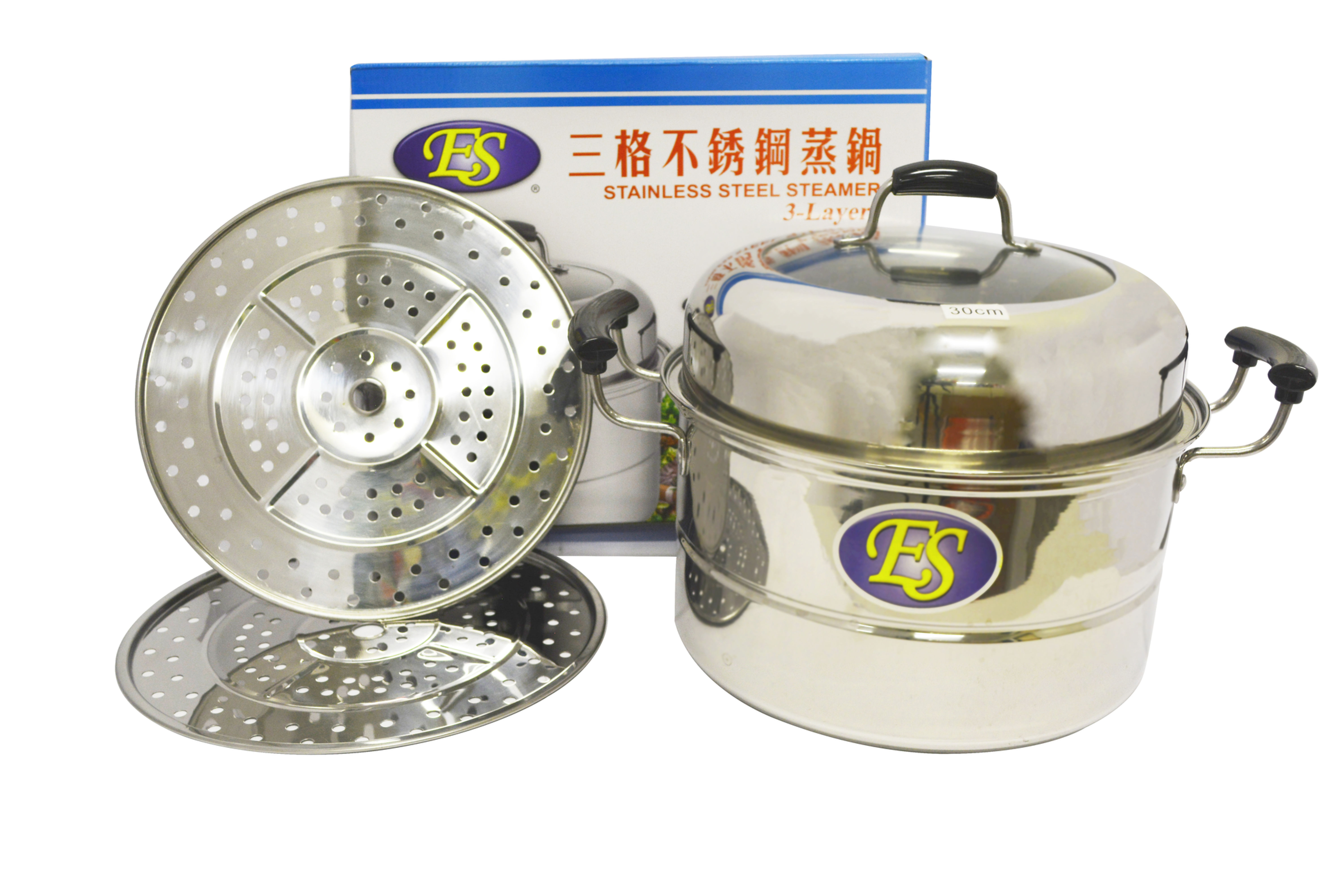 【ES】30 CM STAINLESS STEEL STEAMER DOUBLE LAYERS 多用途不鏽鋼蒸籠2層