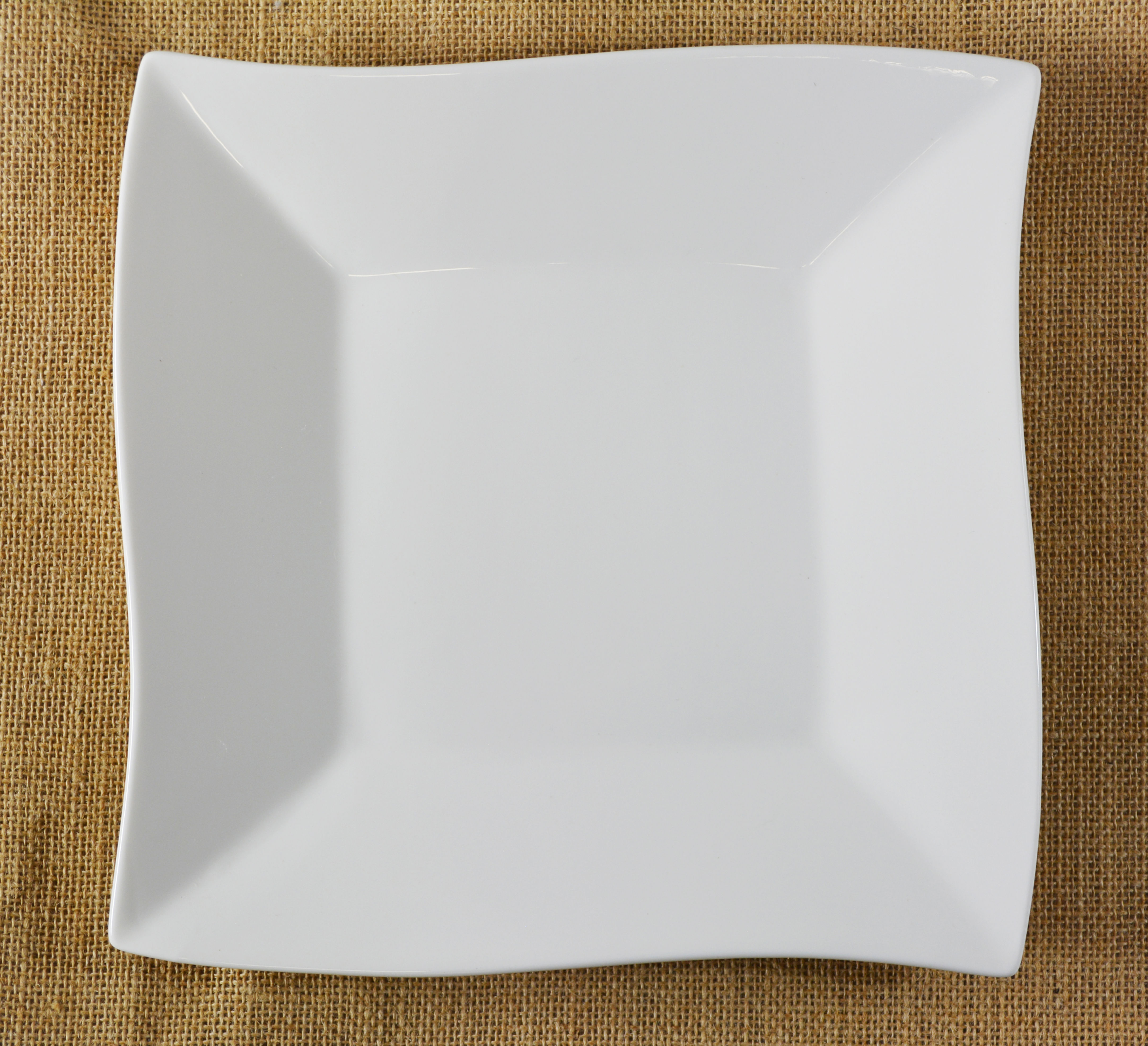 【ES】9" WHITE CERAMIC WAVE PLATE 白瓷方盤 *3 PCS