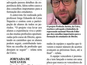 Marcelo Feller presente virtualmente em uma aula com alunos e professor do curso de Direito do UNIVC