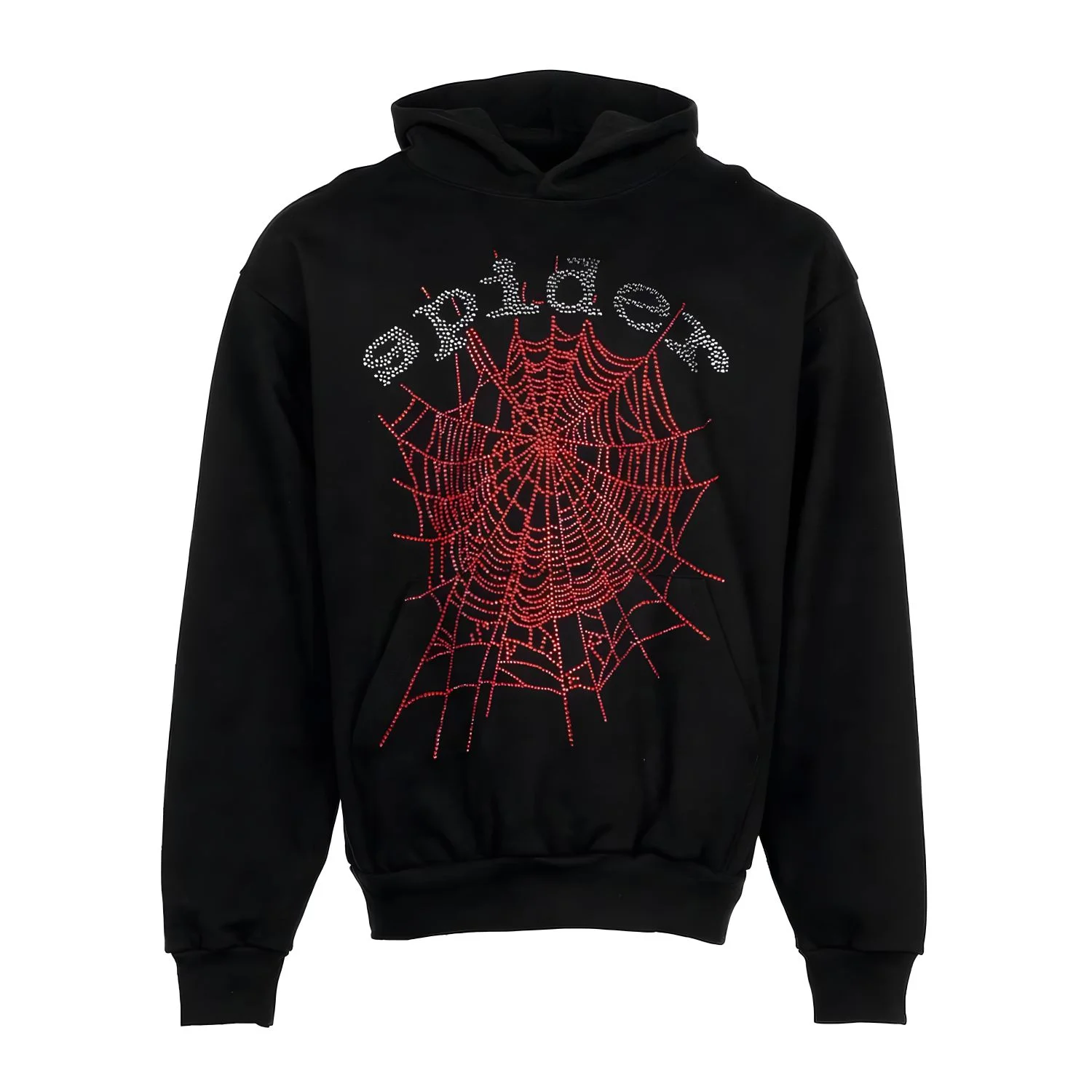 Sp5der Rhinestone hoodie Red