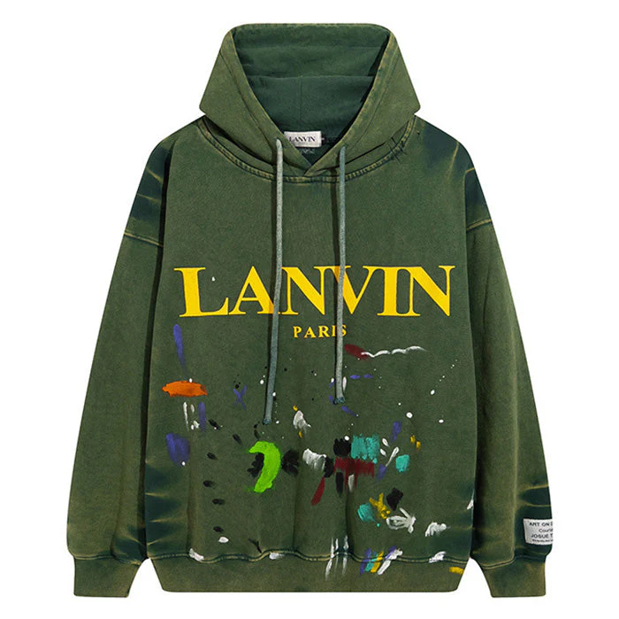 Lanvin x Gallery Dept. Logo Hoodie With A Worn Effect And Paint Marks