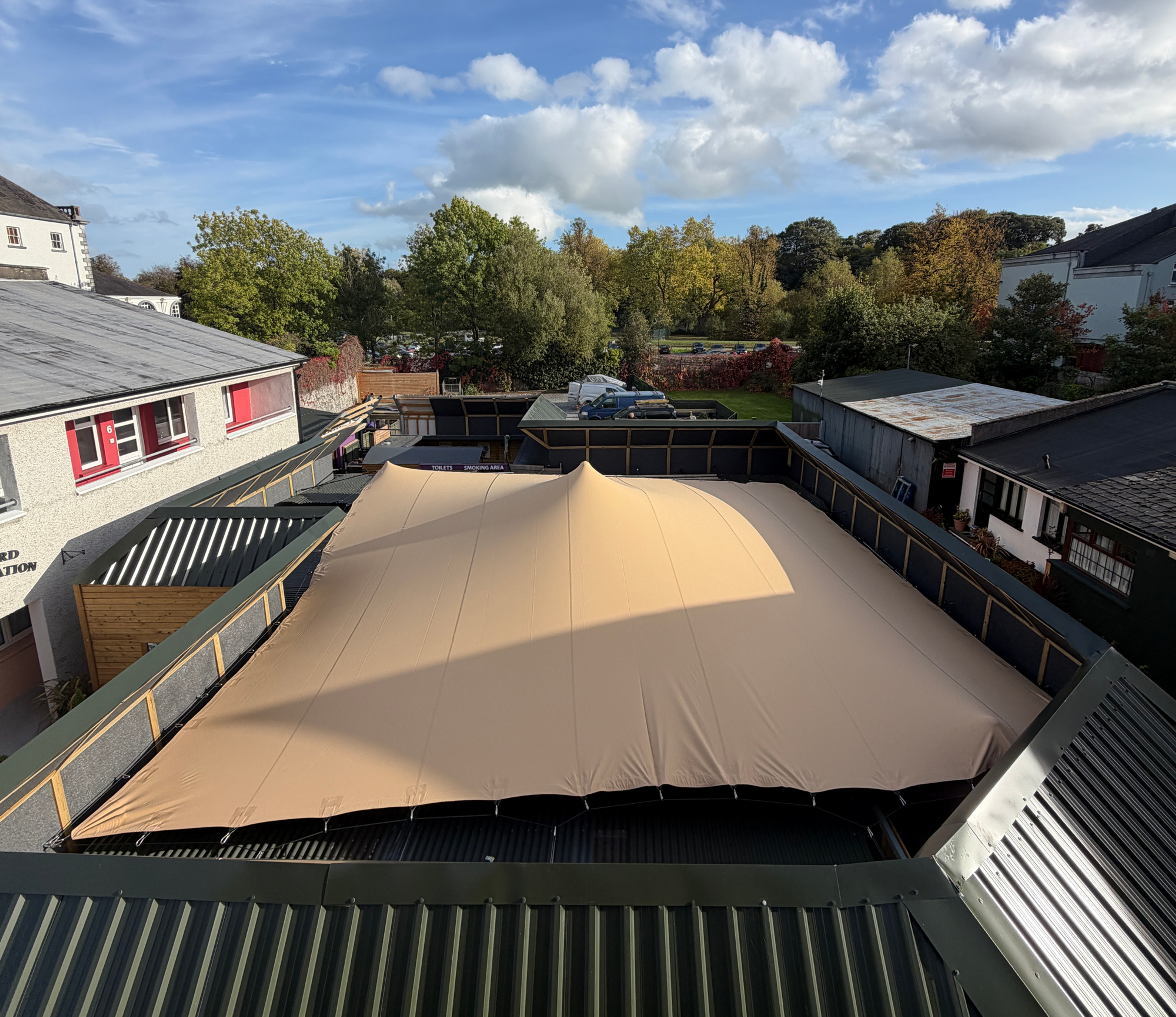 10x10m winter stretch tent installation at The Front Room Kilkenny