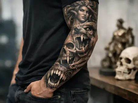 15 Mythology Sleeve Tattoo Ideas With Teeth