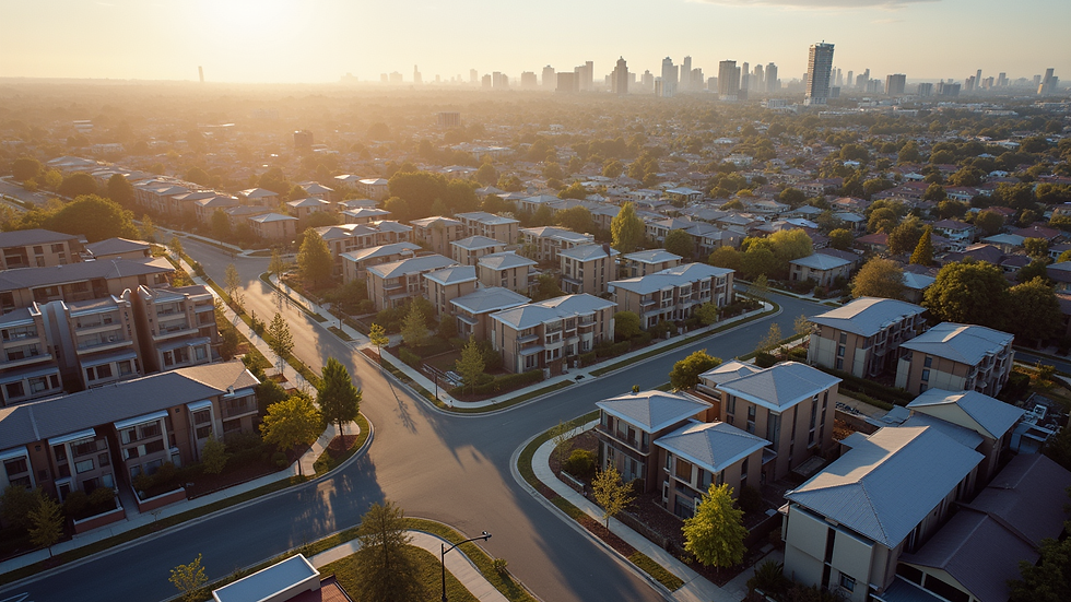 High angle view of a suburban housing development under construction in Melbourne