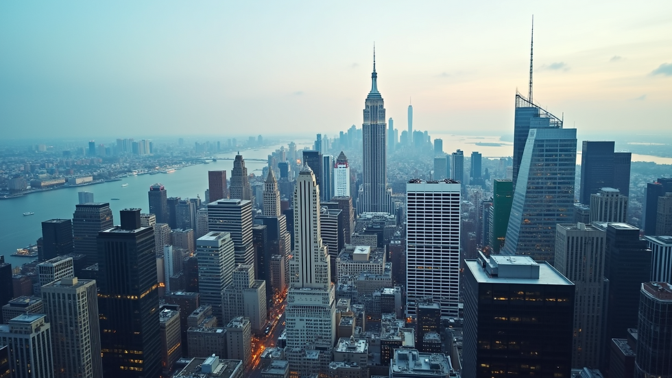 High angle view of a modern city skyline