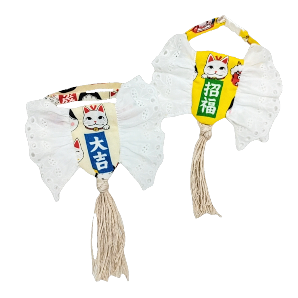 縮圖：和柄花布花邊頸巾 