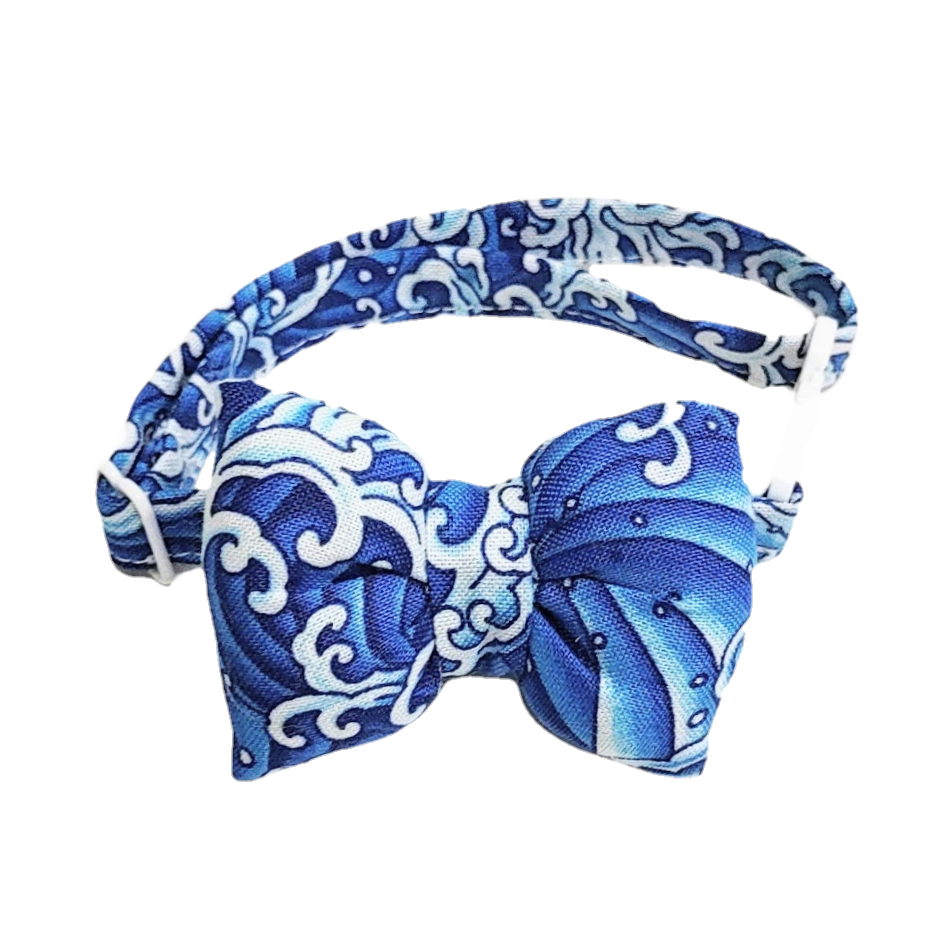 Thumbnail: 領結 - 海浪花布 Wave Pattern Puffed Bow