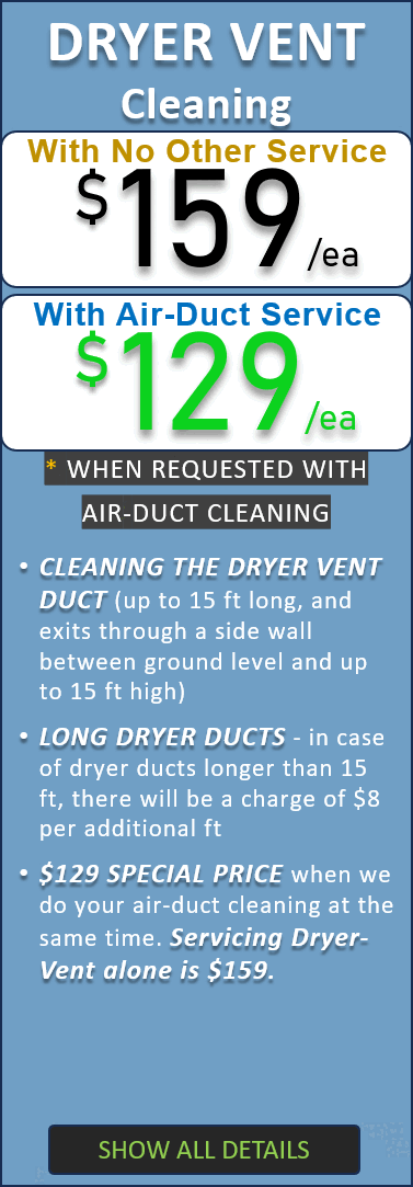Dryer Vent Cleaning As Low As $129/ea