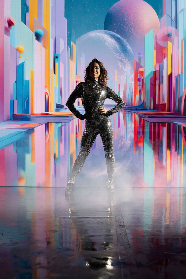 Real models inside a virtual production studio