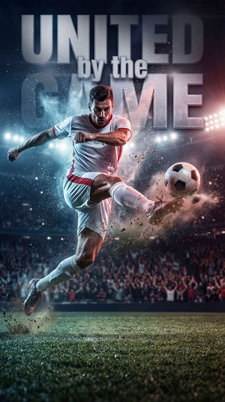 KI-generiertes Fußball-Sportbild mit Spieler beim Schuss im Stadion, AI Sports Visual, künstliche Intelligenz, Dynamik und Leistung