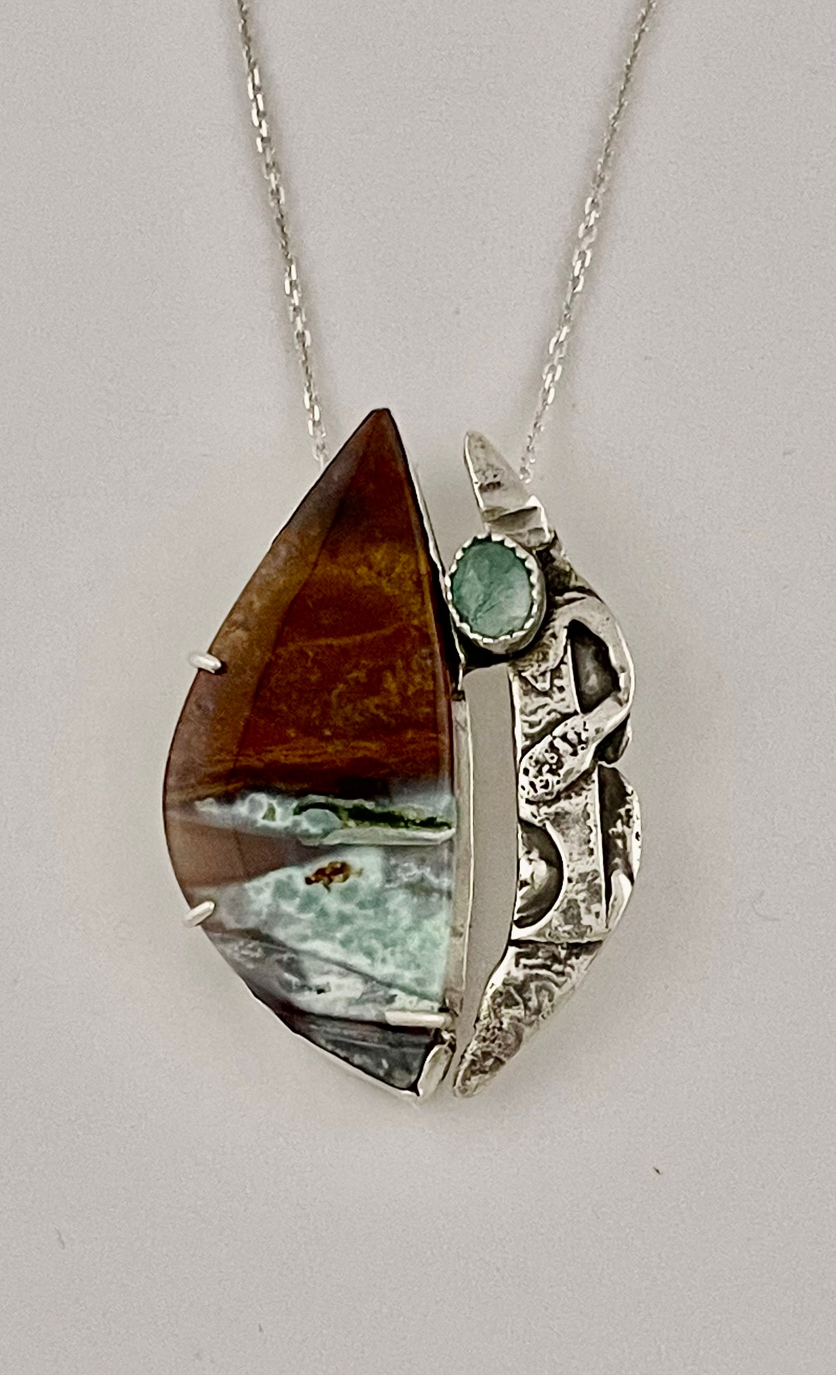 Chrysocolla Copper in Chalcedony w/ Fused Silver (SOLD)