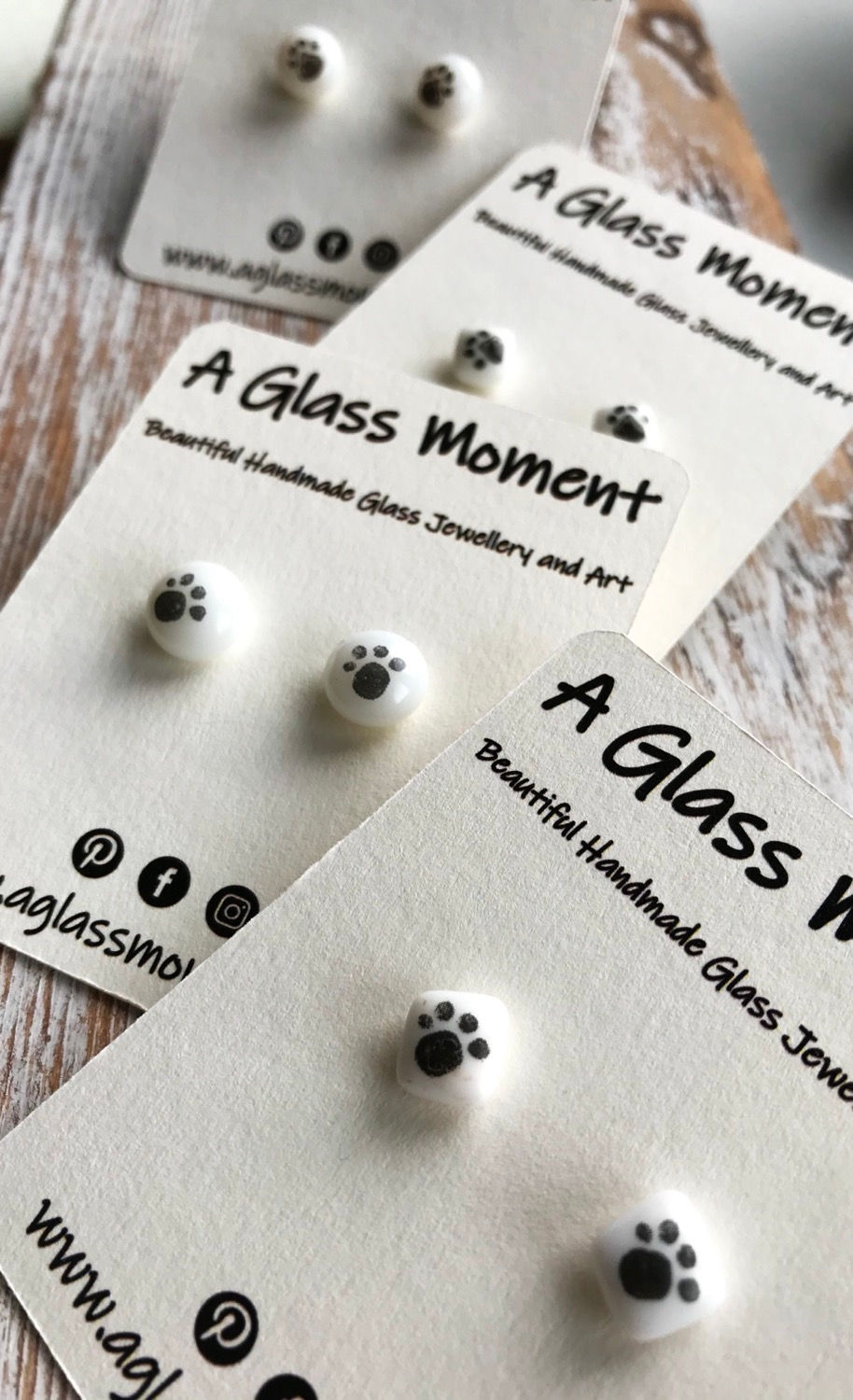 Thumbnail: Paw print earrings on sterling silver