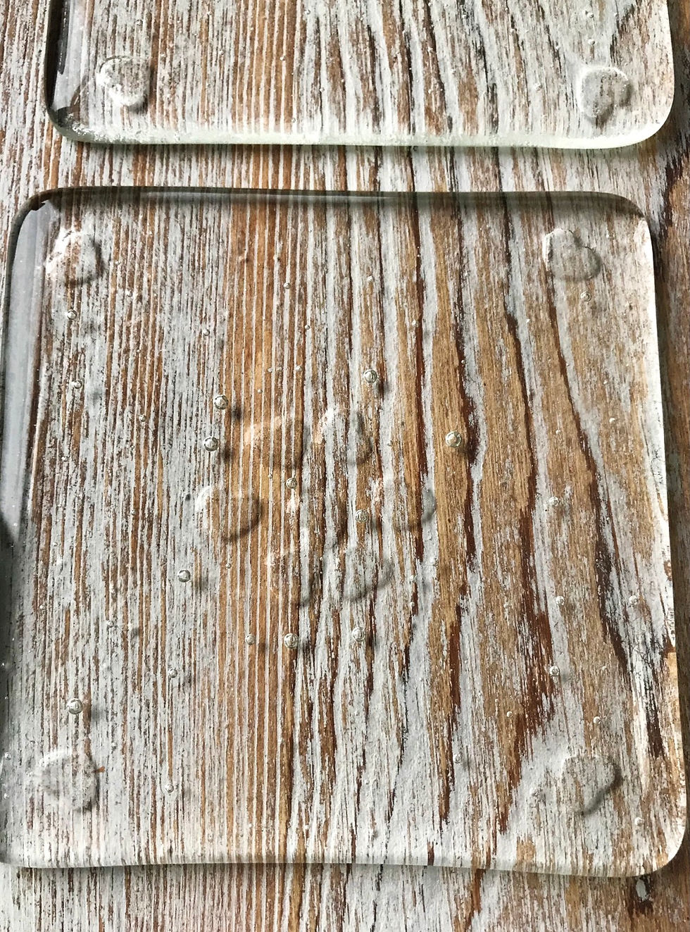 Thumbnail:  Fused glass coaster “Etched Hearts”