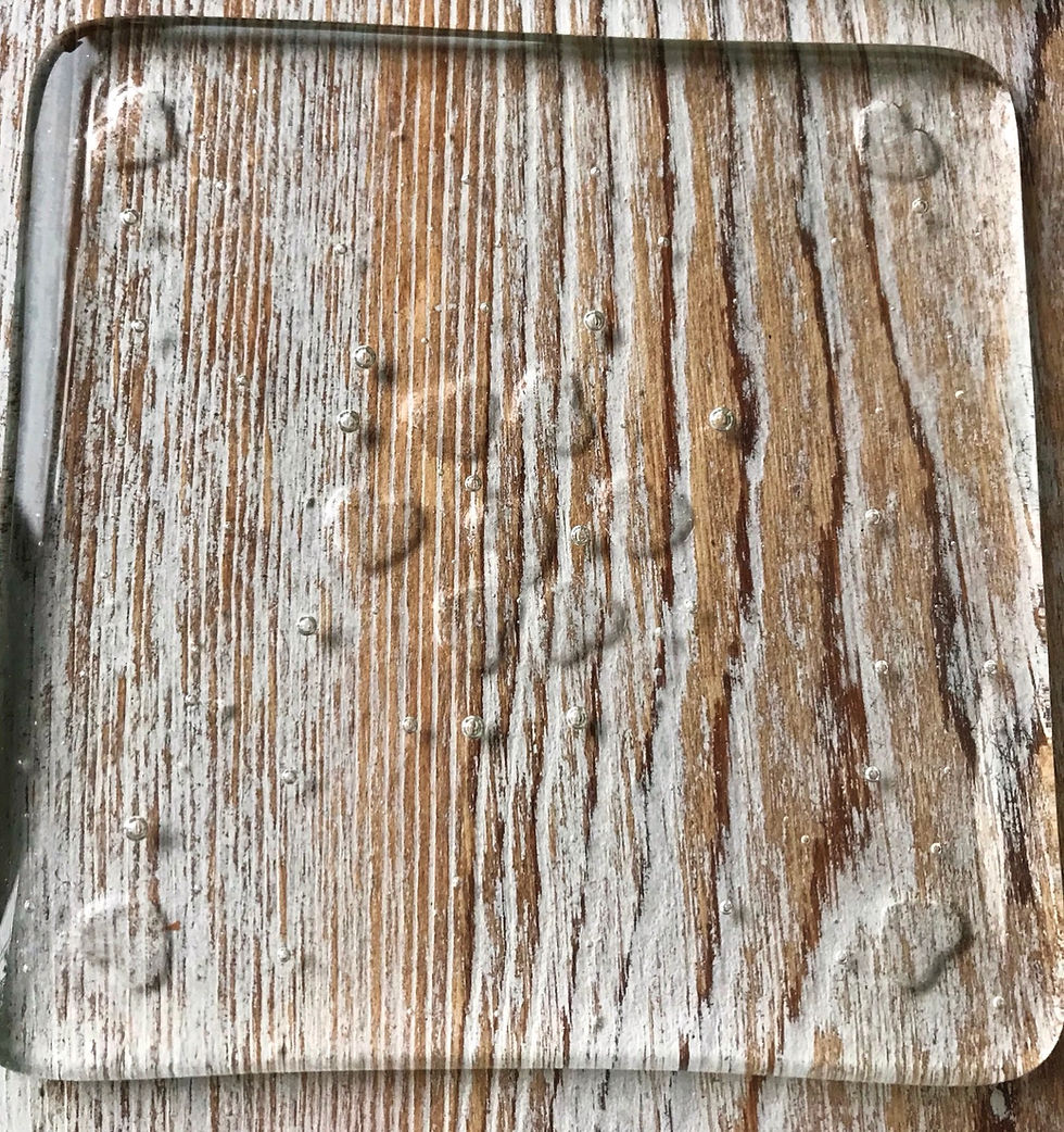 Thumbnail:  Fused glass coaster “Etched Hearts”