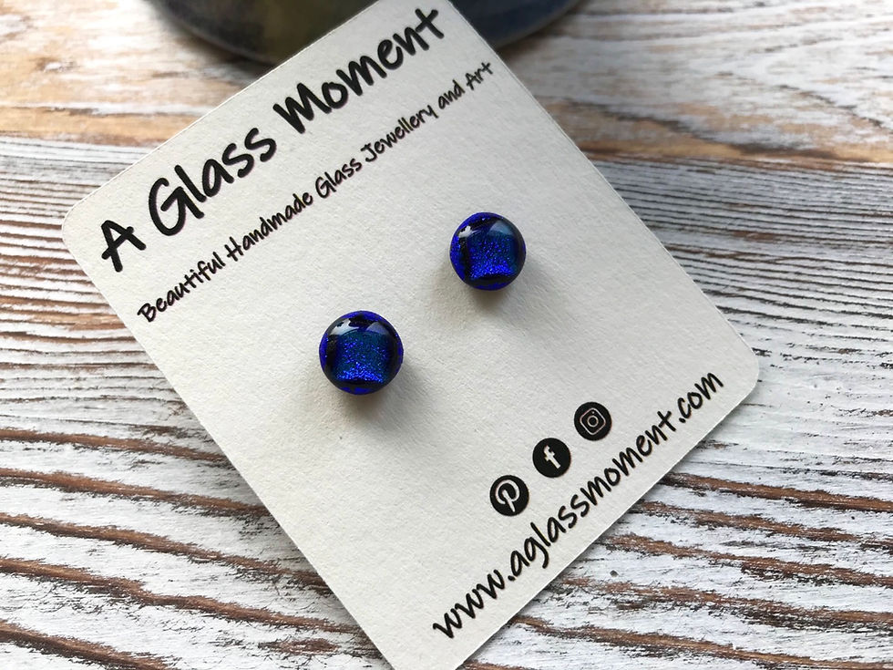Thumbnail: “The Blues” fused glass earrings on sterling silver