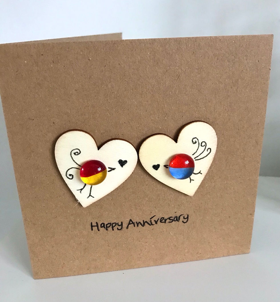 Thumbnail: Fused Glass and Ink Happy Anniversary card and envelope 