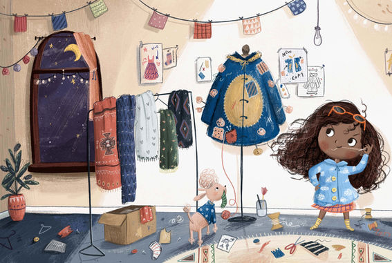 children's illustrations kids books portfolio photoshop art illustration girl room fabric sewing
