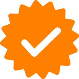 White checkmark on orange sunburst: confirmation for flexible courier scheduling icon for same-day, next-day and route-based delivery services in Northern California