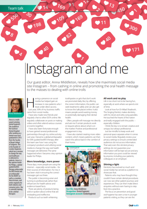 Anna Middleton in Oral Health Mag