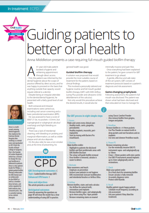 Anna Middleton in Oral Health Mag