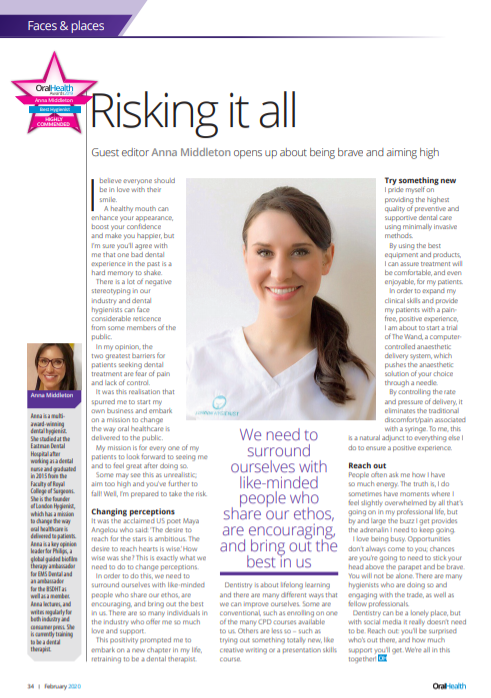 Anna Middleton in Oral Health Mag