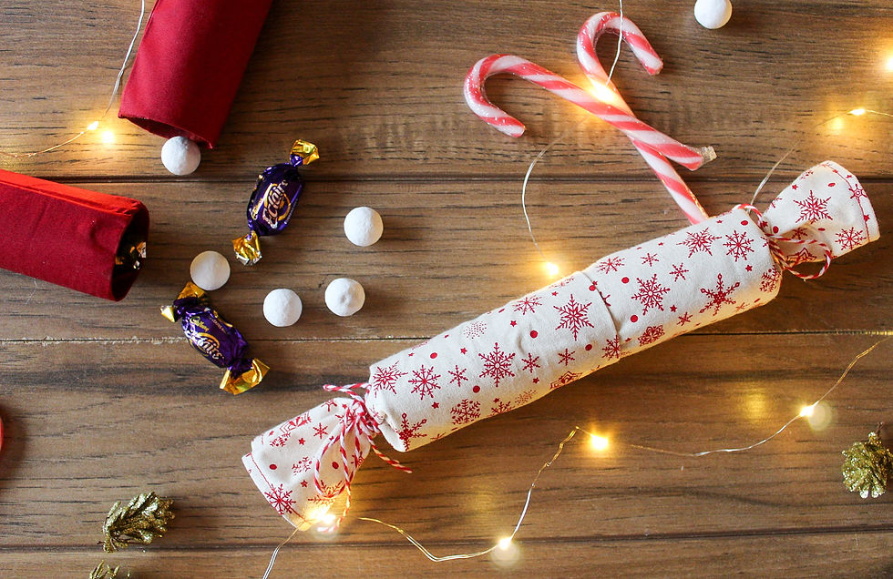 Christmas crackers, sweets and candy canes