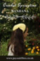 A girl wearing a crochet granny square bandana.