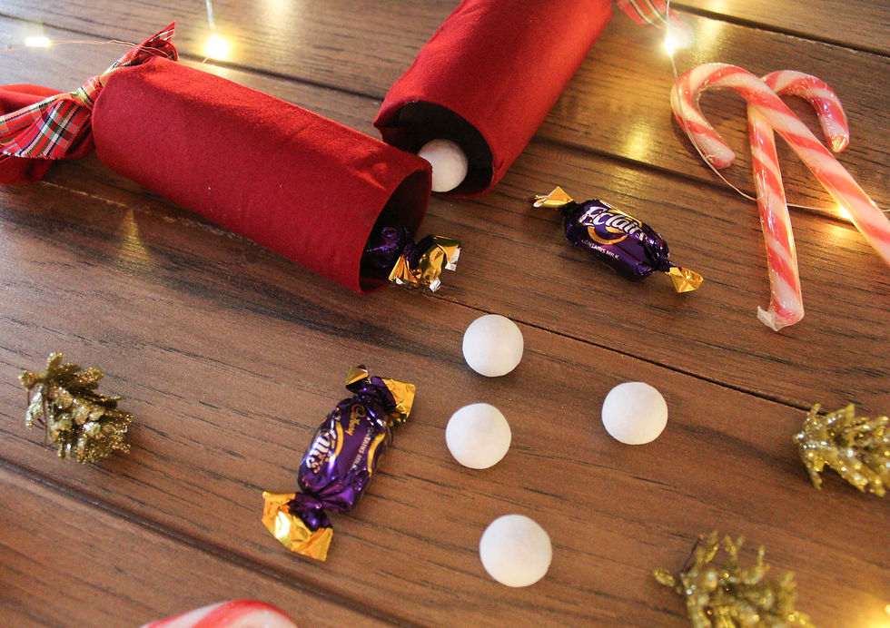 Christmas crackers, sweets and candy canes