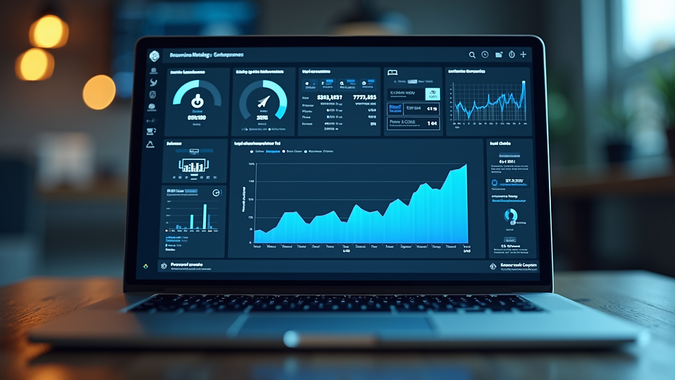 Close-up view of a laptop screen displaying network security software dashboard