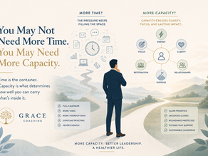 Leader comparing time pressure with leadership capacity, representing the need for energy, clarity, and restoration.