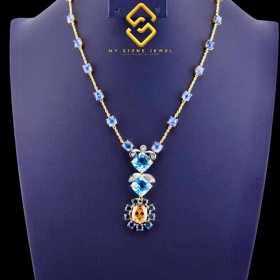 Thumbnail: Natural Blue Topaz Necklace 