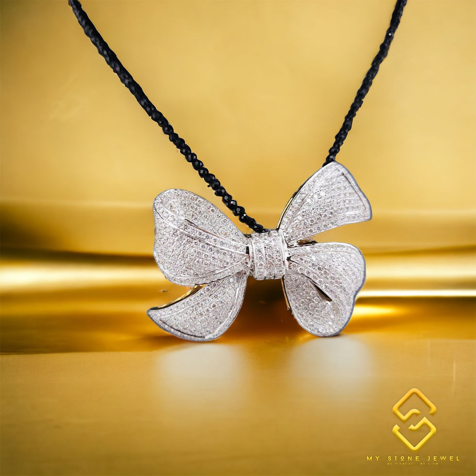 Thumbnail: Natural Diamond Ribbon Design Pendant 