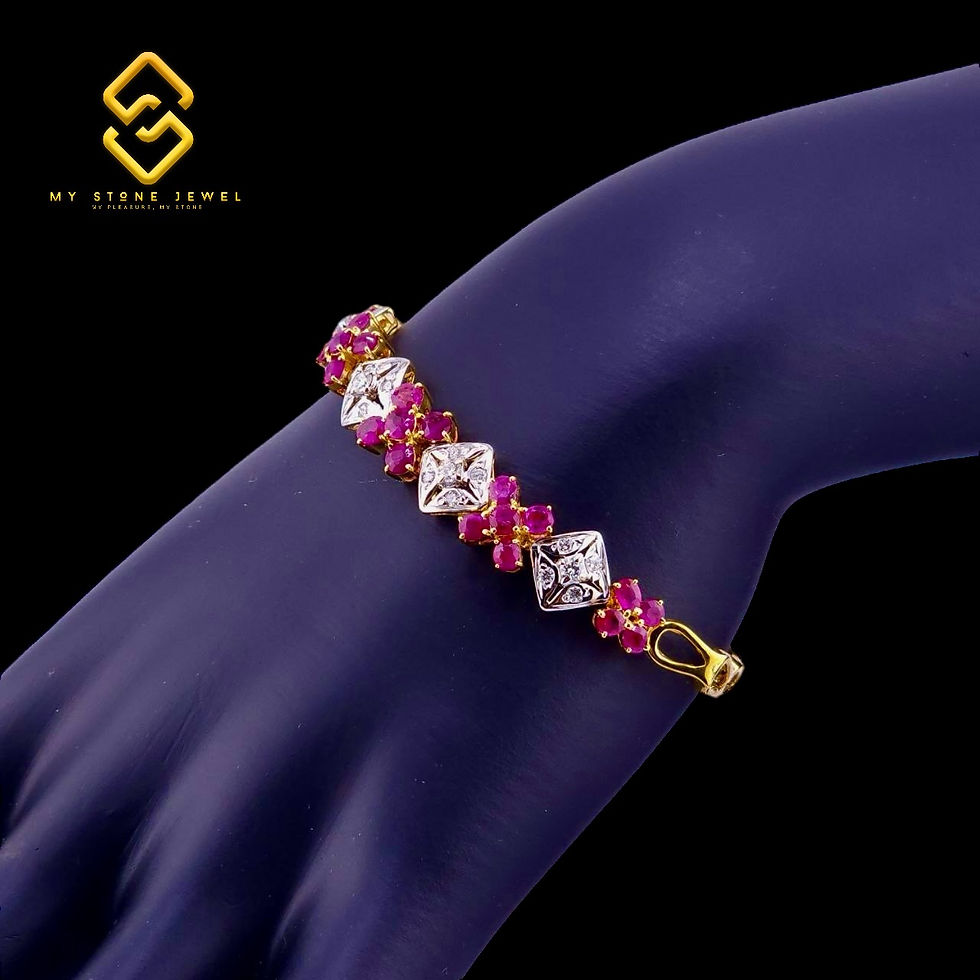 Thumbnail: Natural Ruby and Diamond Hand Chain