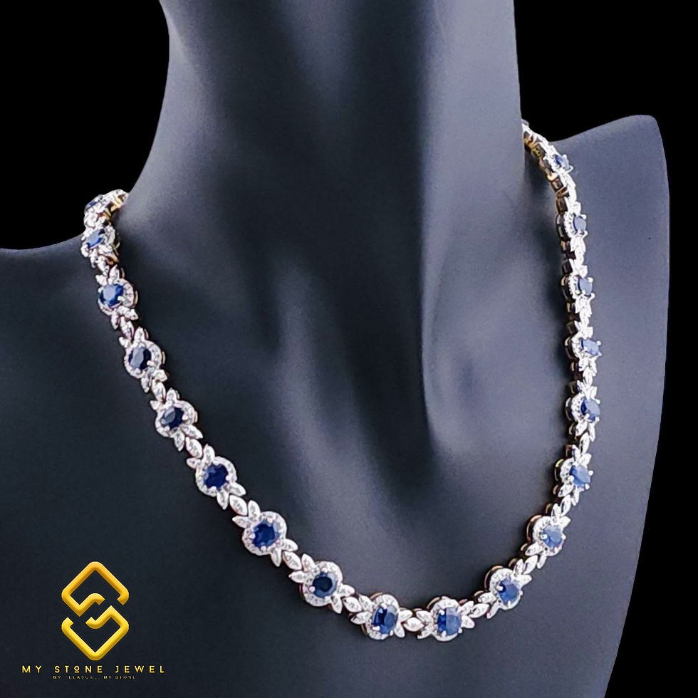 Thumbnail: Natural Mogok Sapphire & Diamond Necklace 