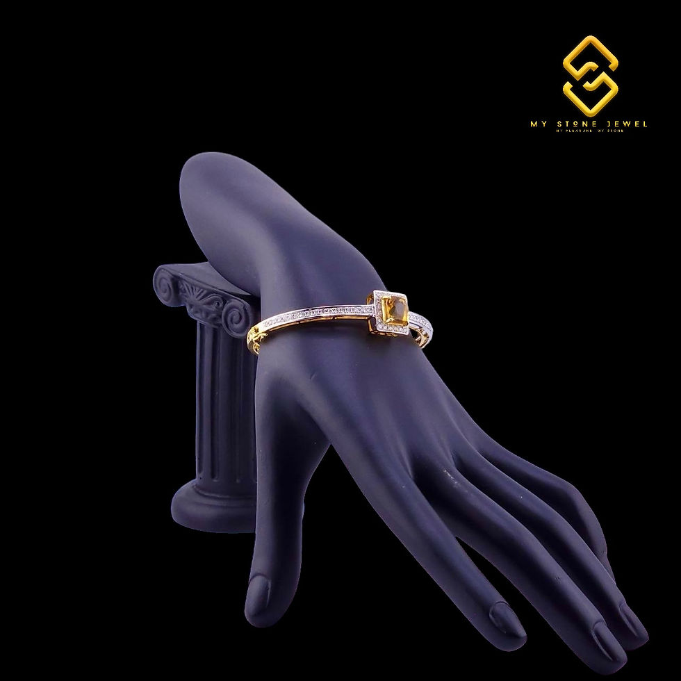 Thumbnail: Natural Citrine Quartz & Diamond Bracelet 