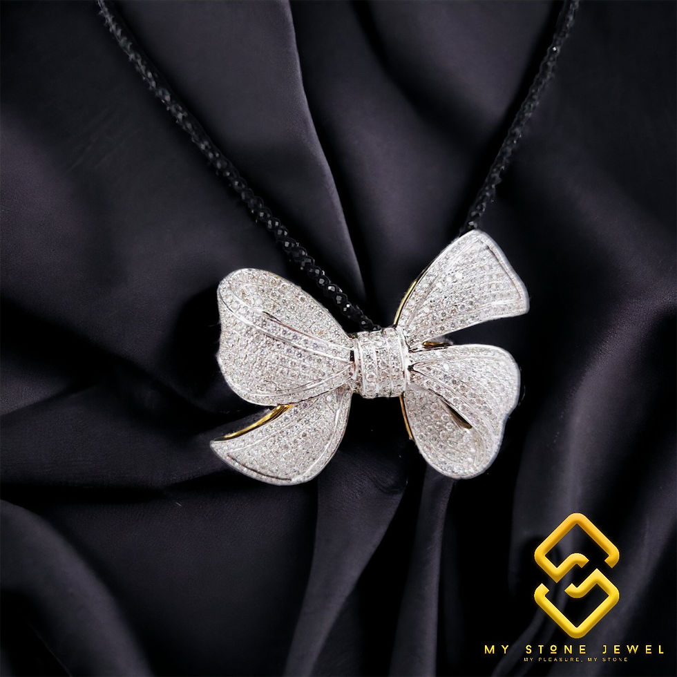 Thumbnail: Natural Diamond Ribbon Design Pendant 