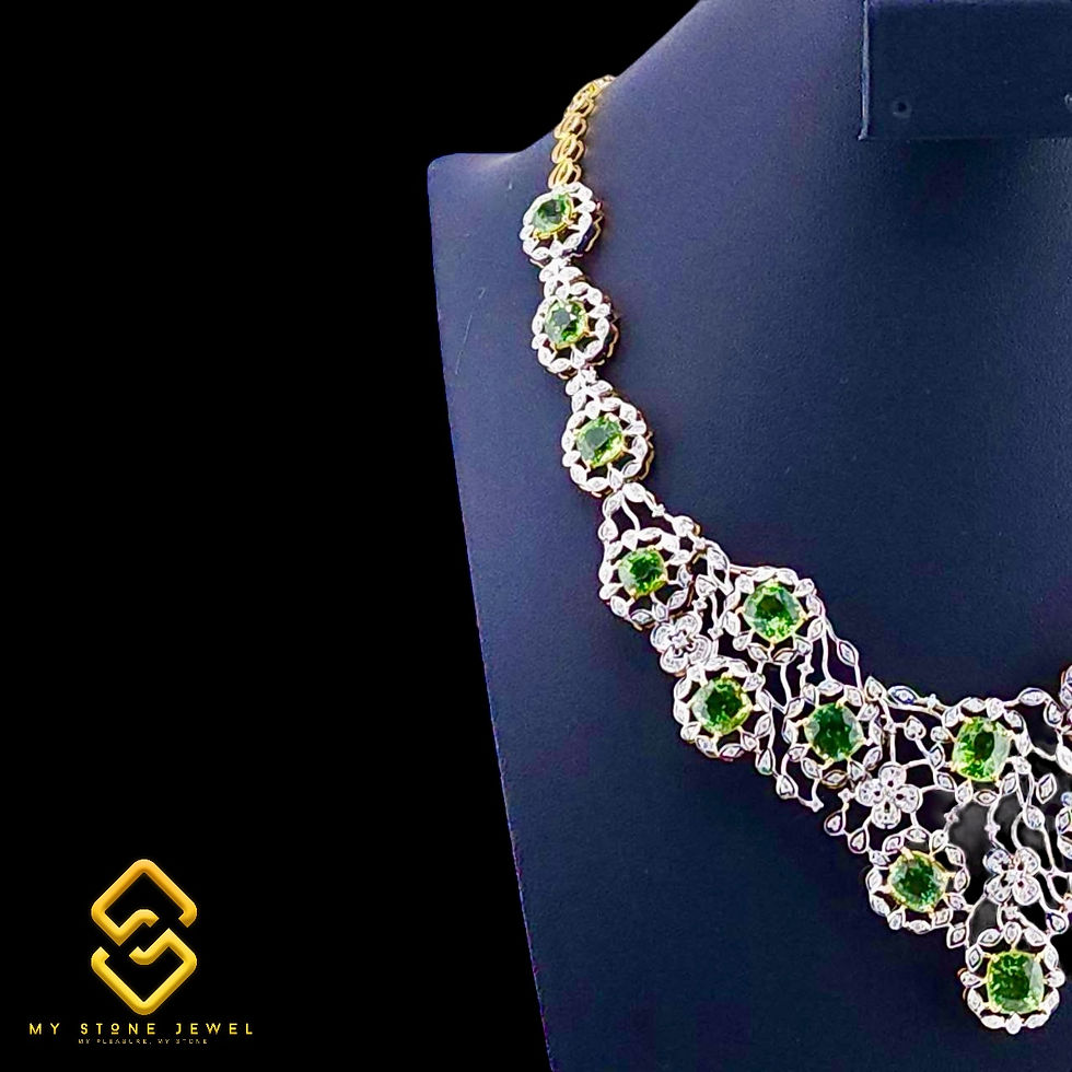 Thumbnail: Natural Period Olivine & Diamond Necklace & Bracelet Set