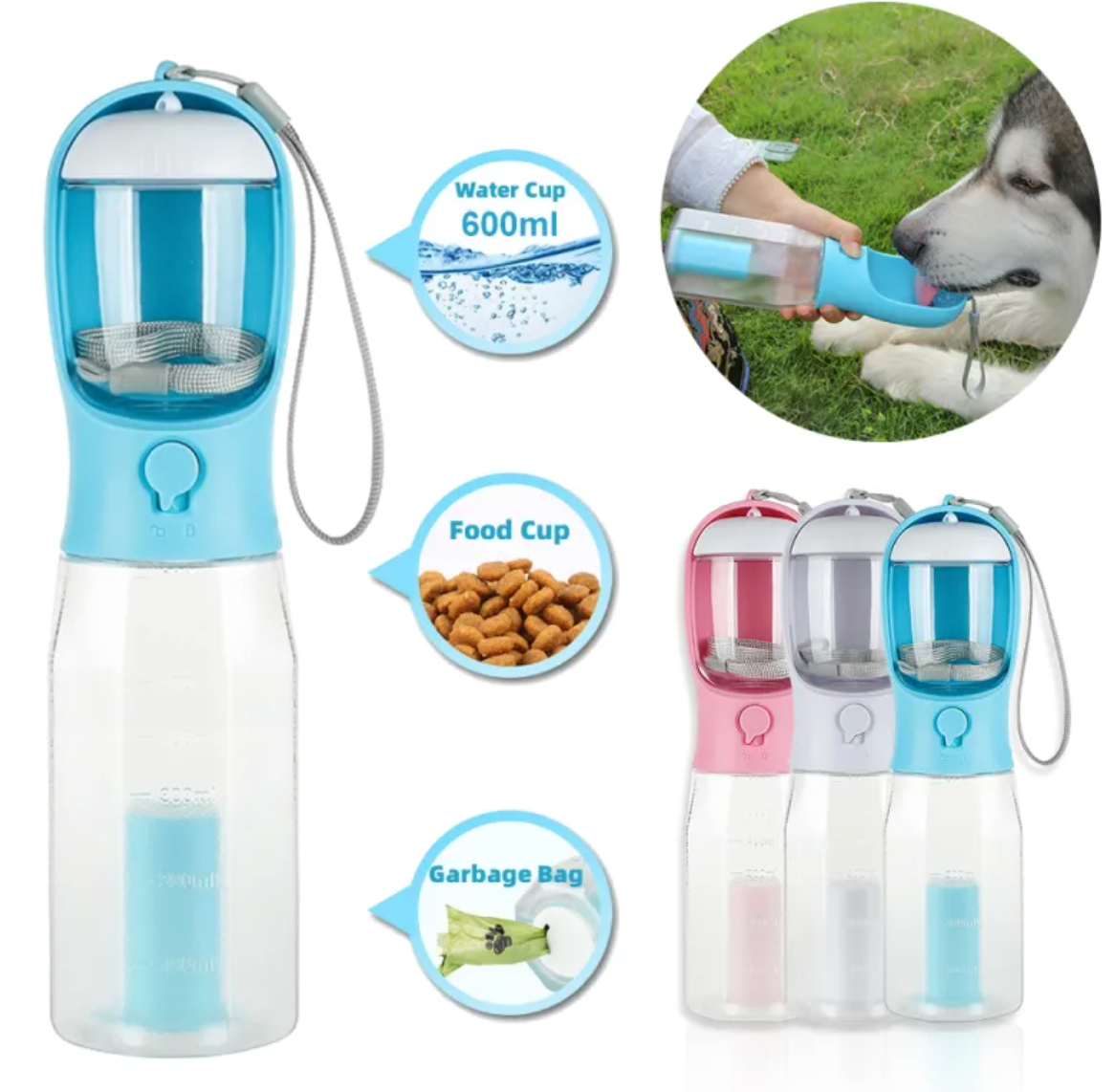 3-in-1 Portable Pet Water Bottle