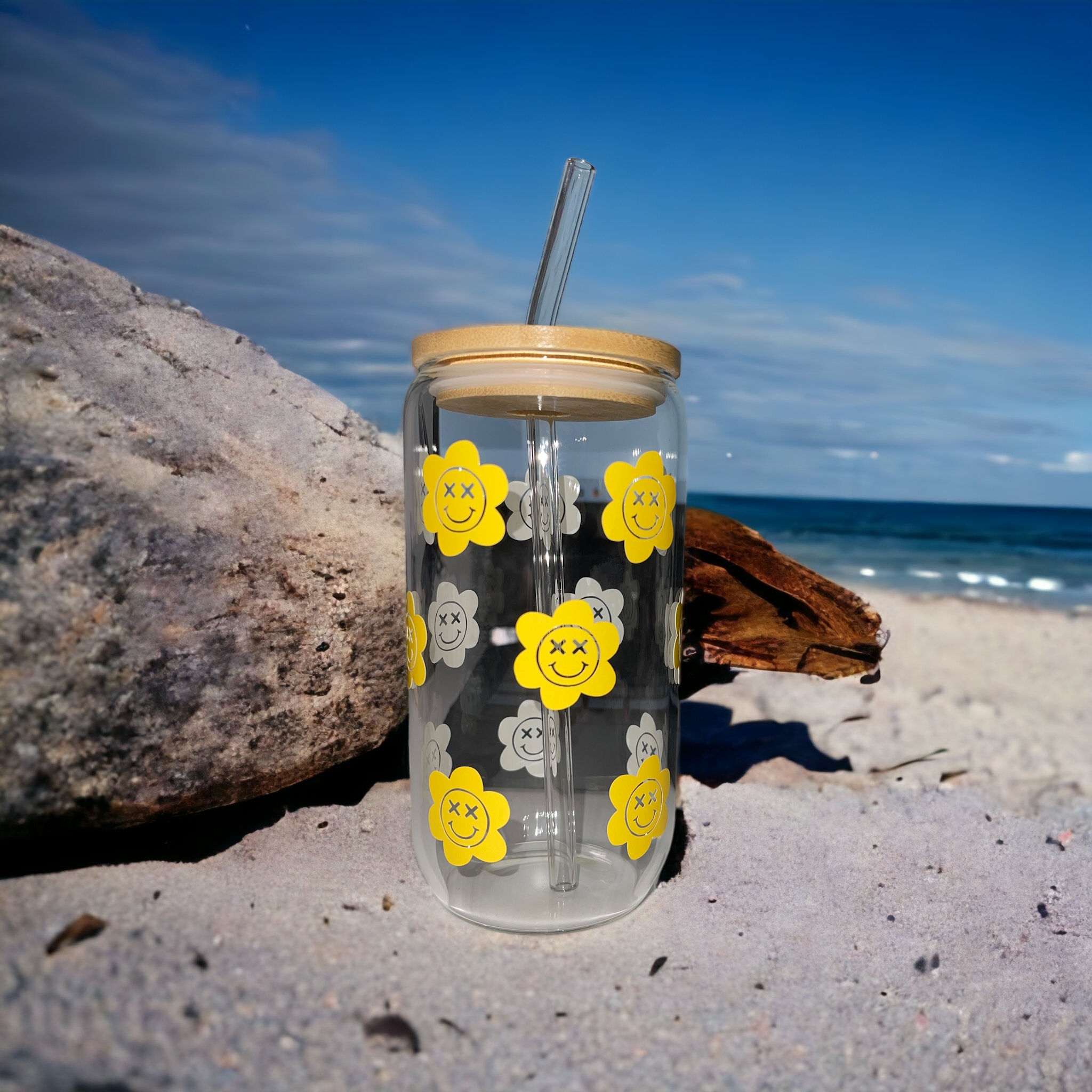 Colour Changing Smiley Flower Glass Libbey Can