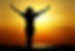 Woman arm raised facing the sunset